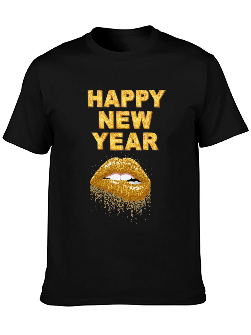 Happy New Year Gold Lips Graphic Tee
