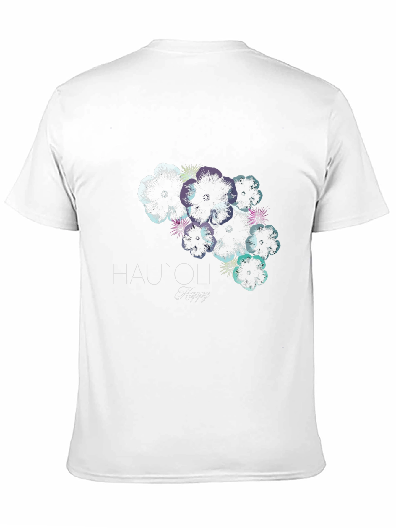 Hauoli Happy Floral Print Black T-Shirt