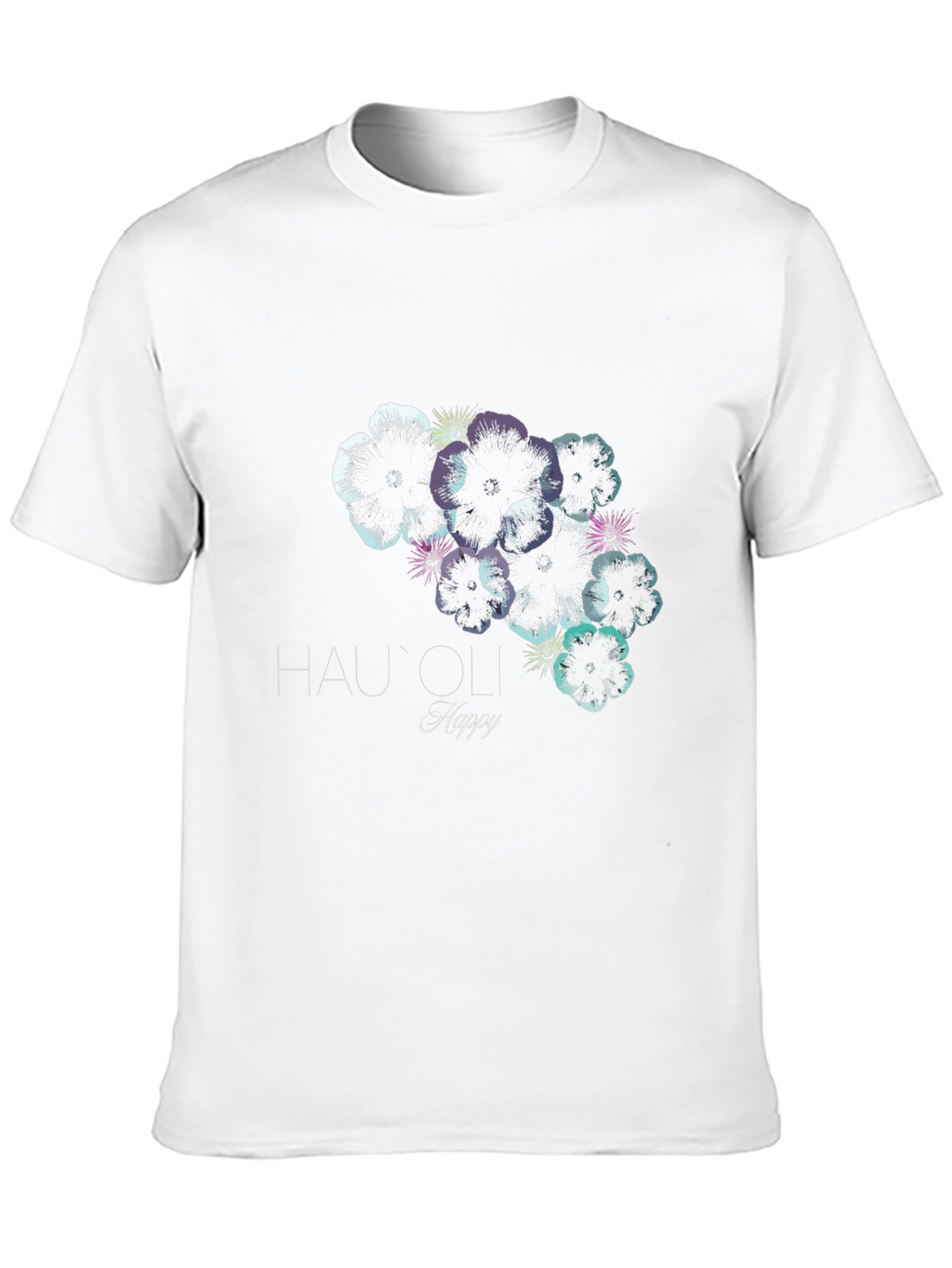 Hauoli Happy Floral Print Black T-Shirt