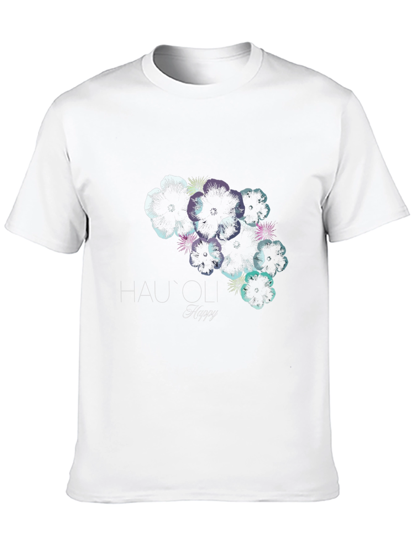 Hauoli Happy Floral Print Black T-Shirt