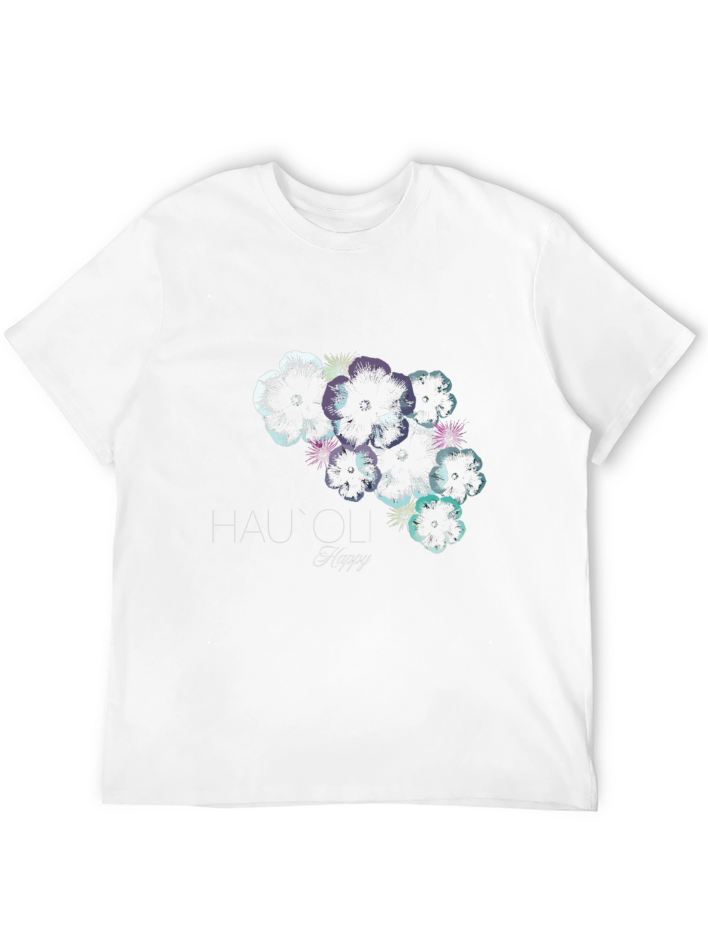 Hauoli Happy Floral Print Black T-Shirt