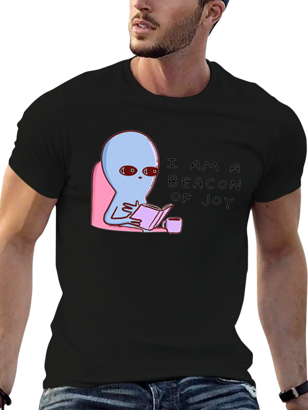 Beacon of Joy Alien Reading T-Shirt