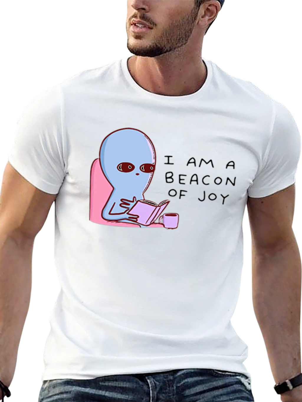 Beacon of Joy Alien Reading T-Shirt