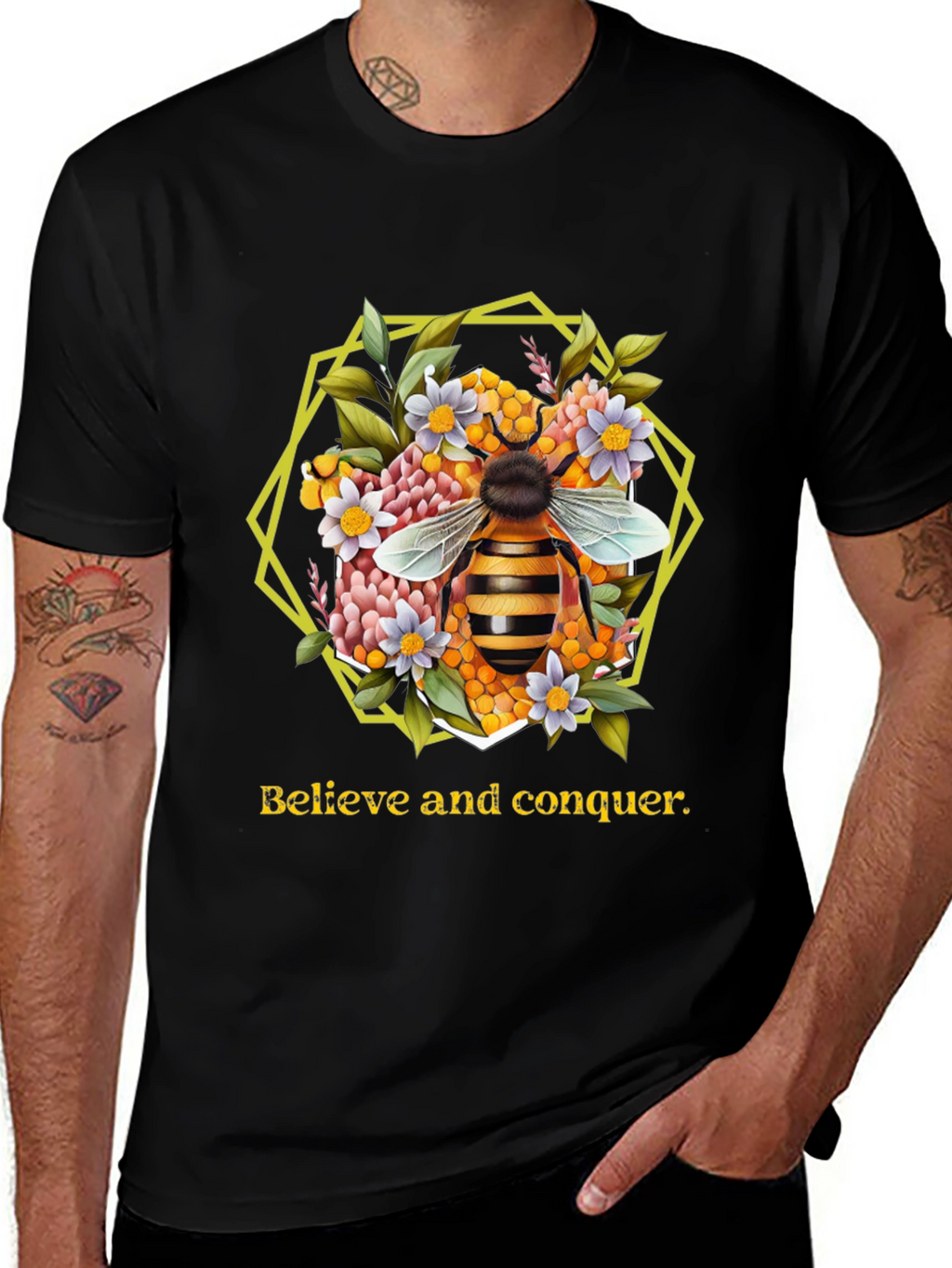 Believe and Conquer Bee Graphic Tee