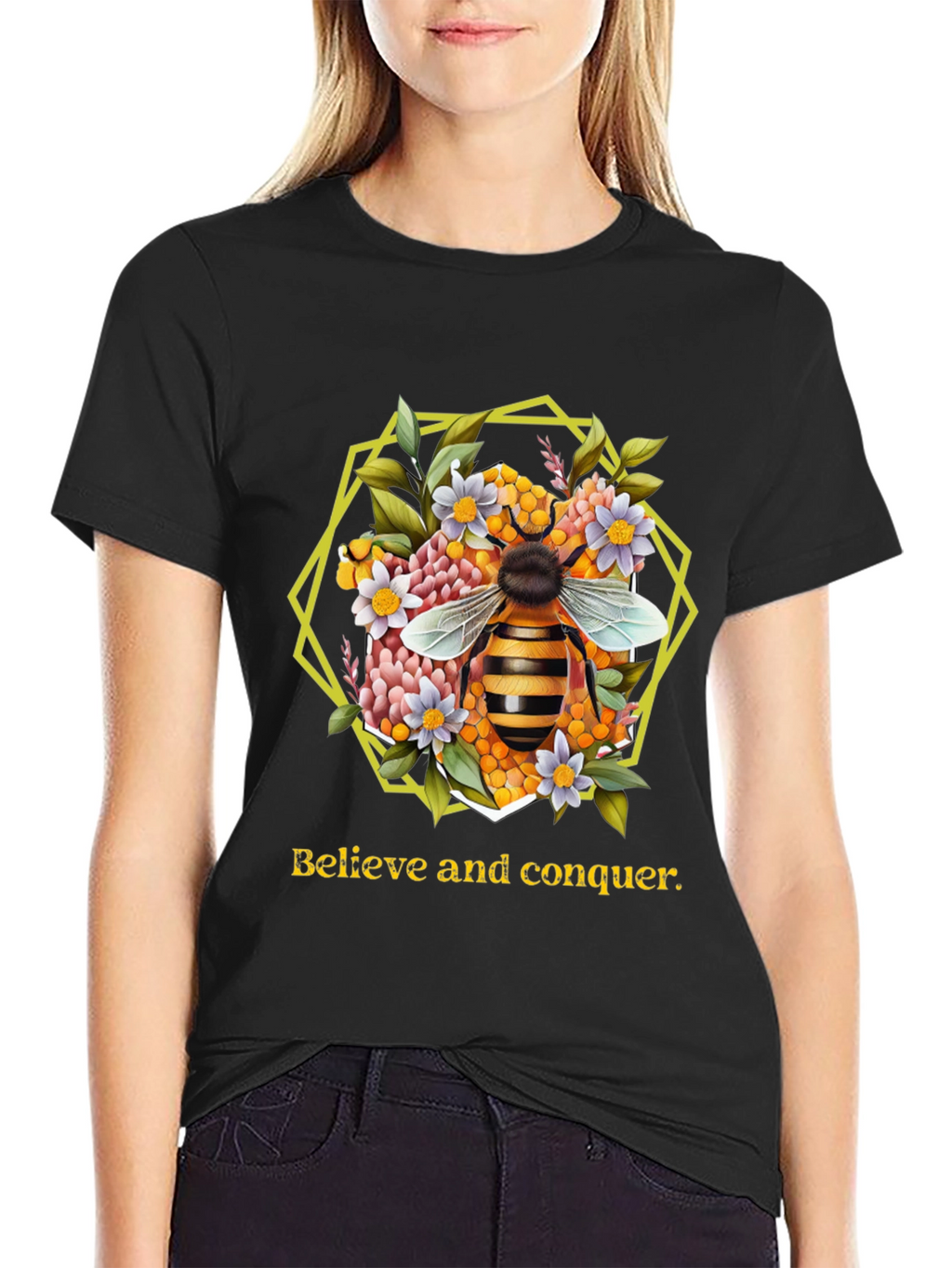Believe and Conquer Bee Graphic Tee