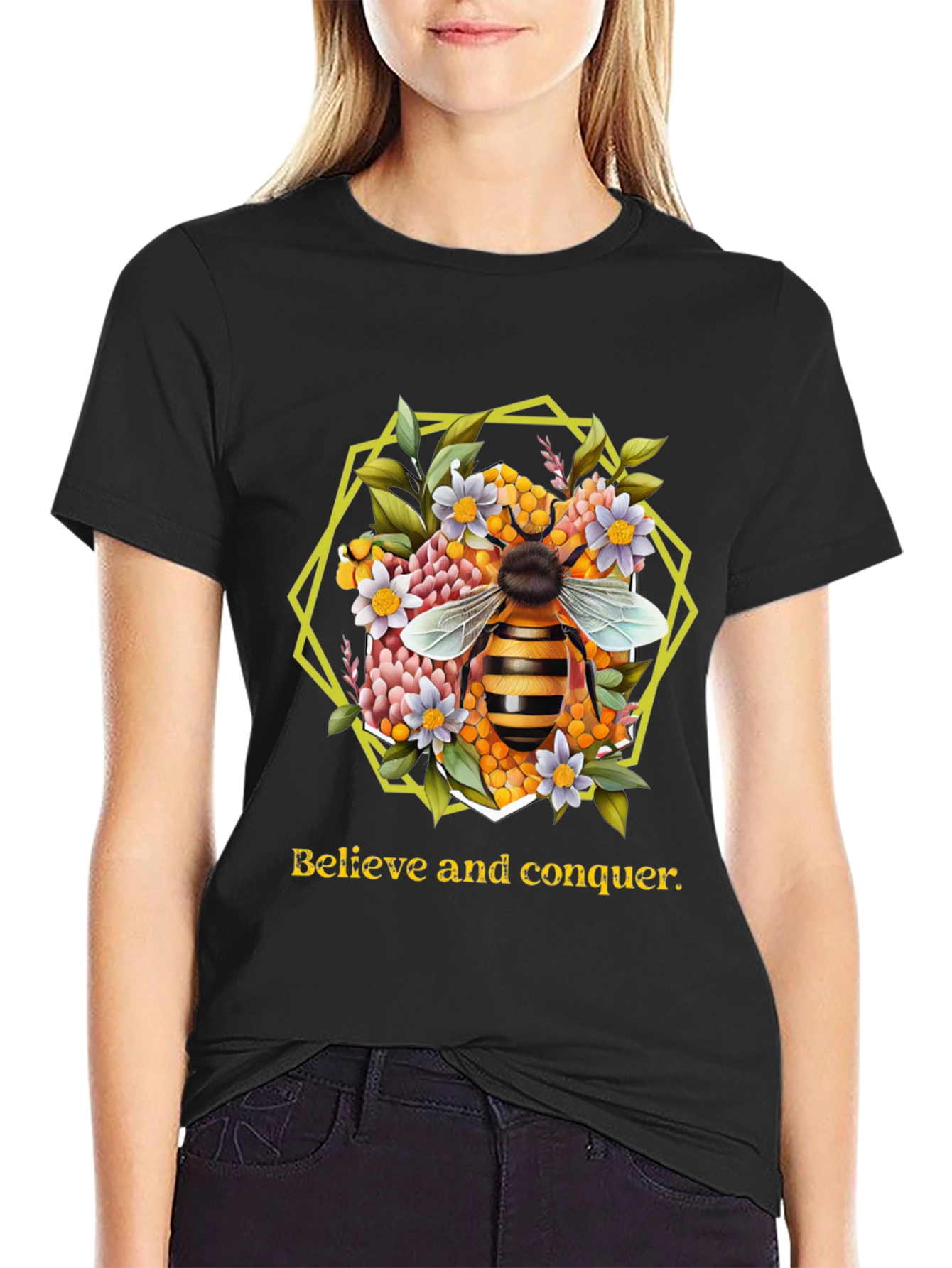 Believe and Conquer Bee Graphic Tee