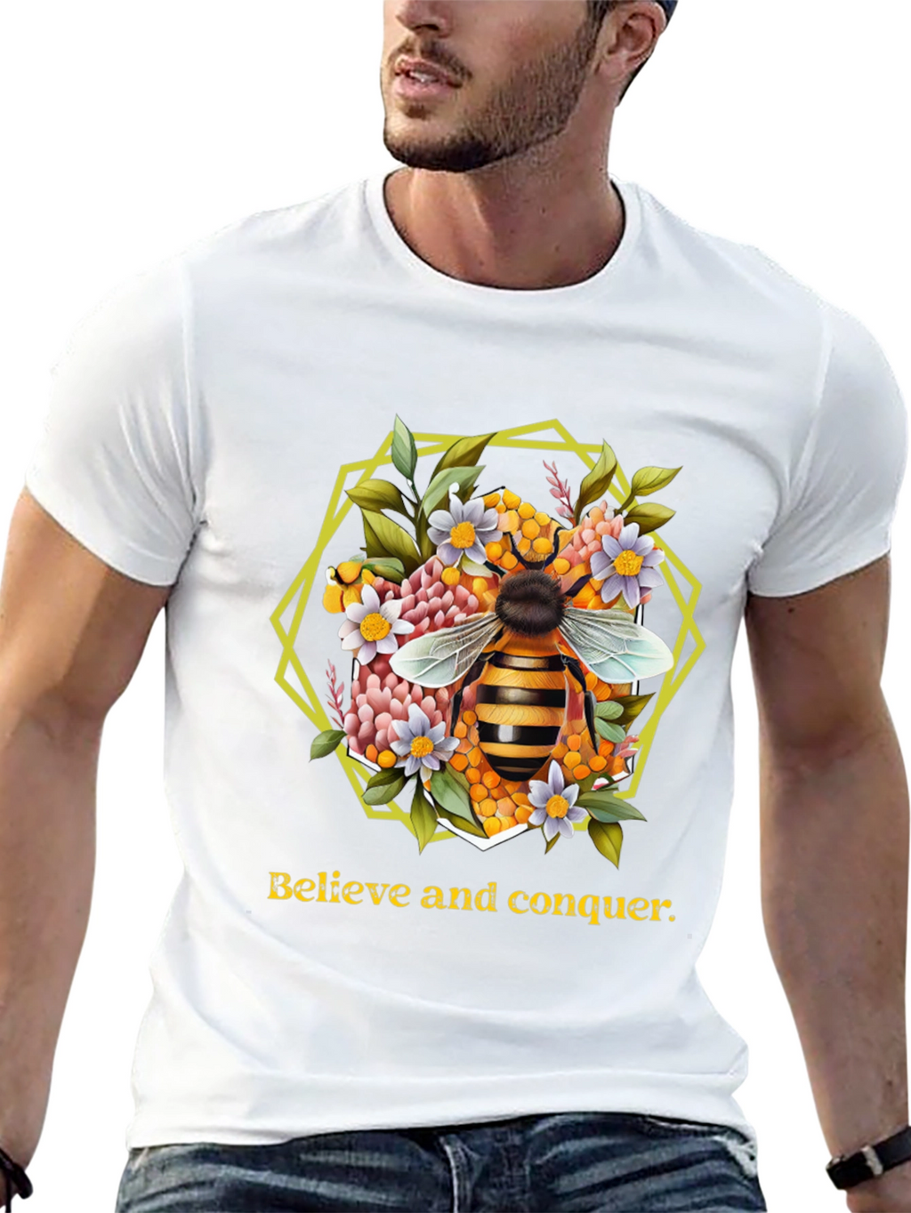 Believe and Conquer Bee Graphic Tee