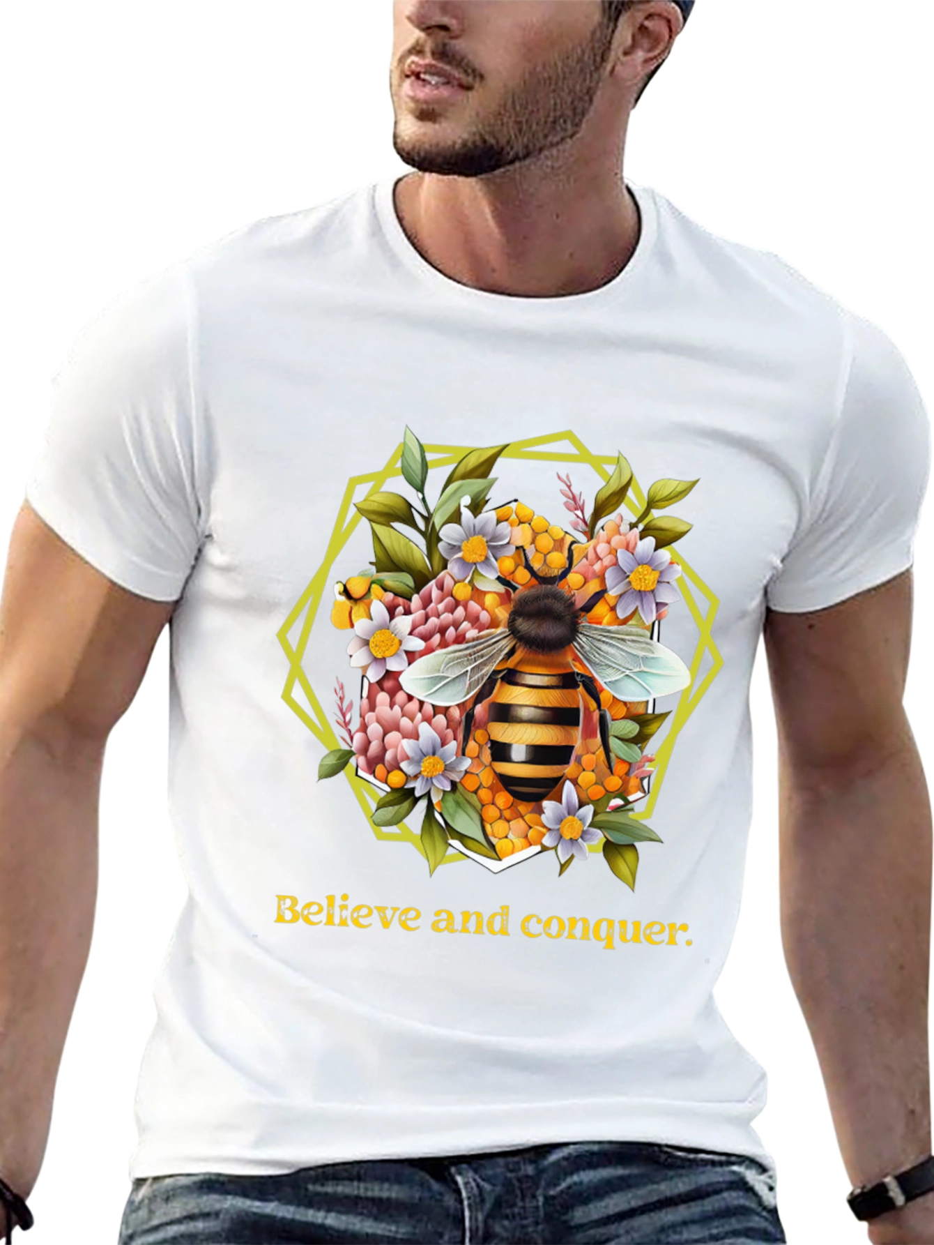 Believe and Conquer Bee Graphic Tee