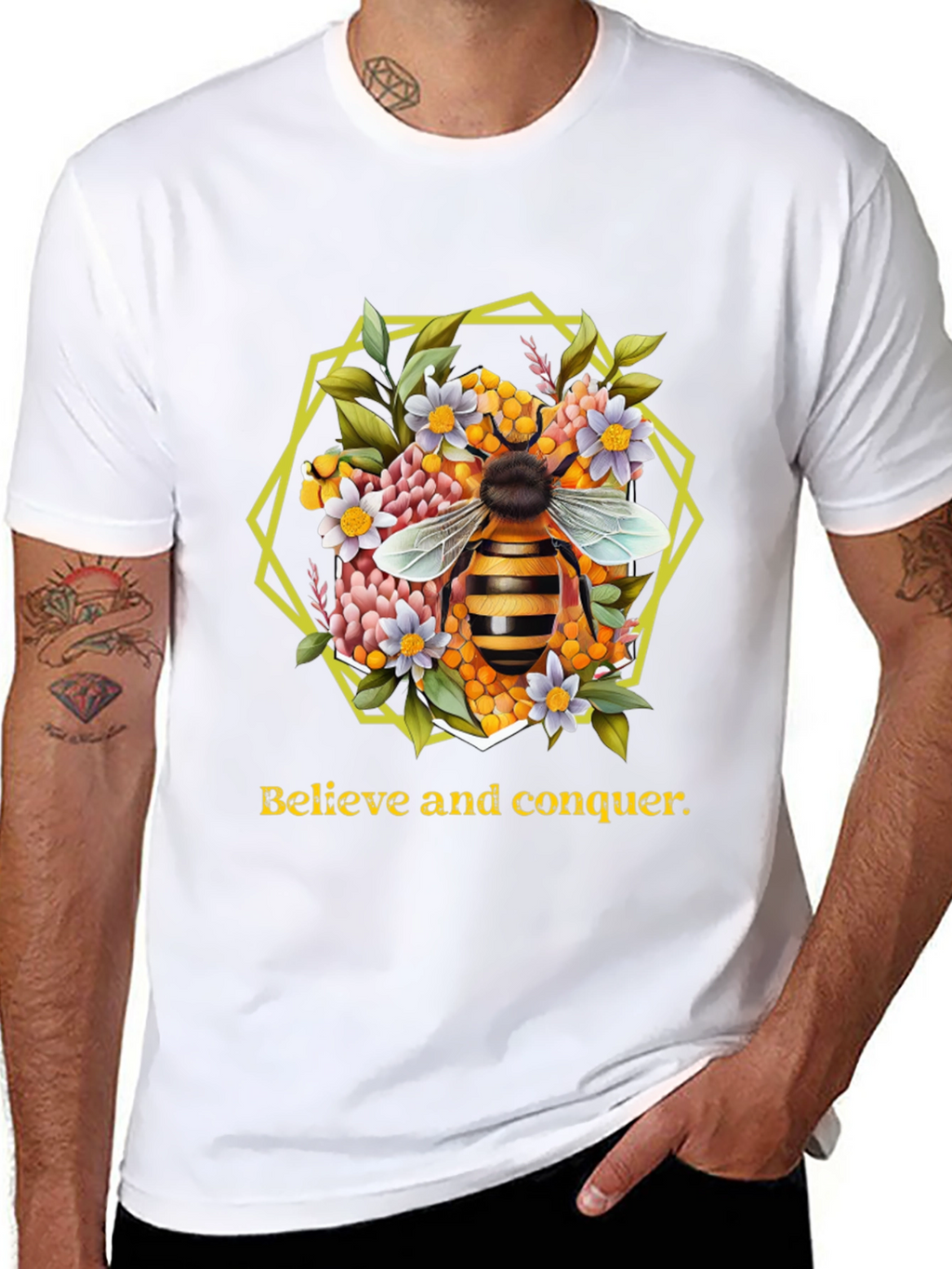 Believe and Conquer Bee Graphic Tee