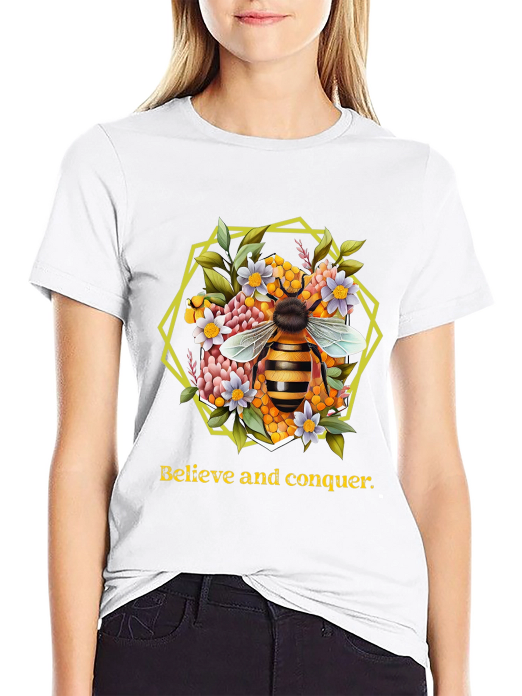 Believe and Conquer Bee Graphic Tee