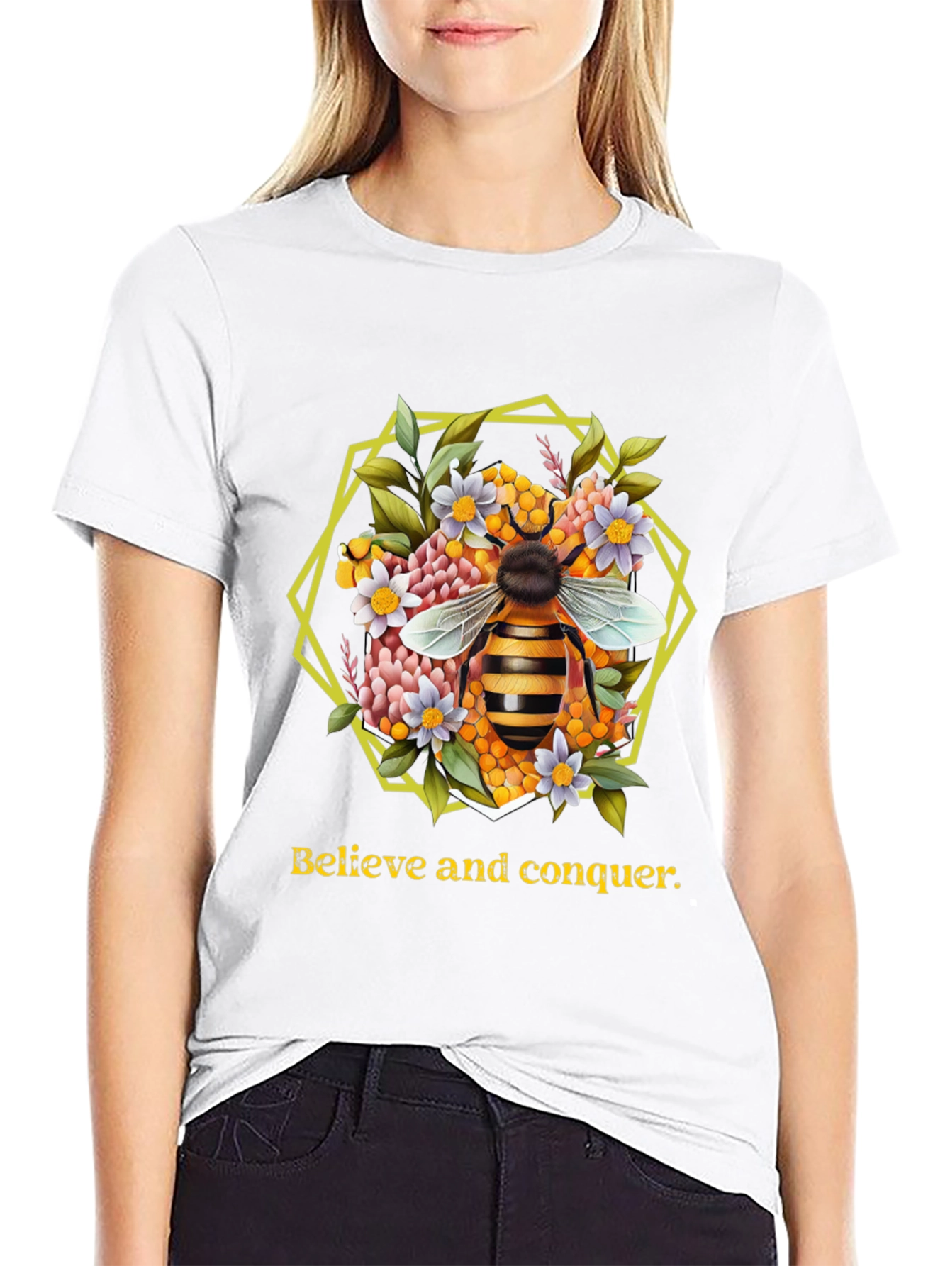 Believe and Conquer Bee Graphic Tee