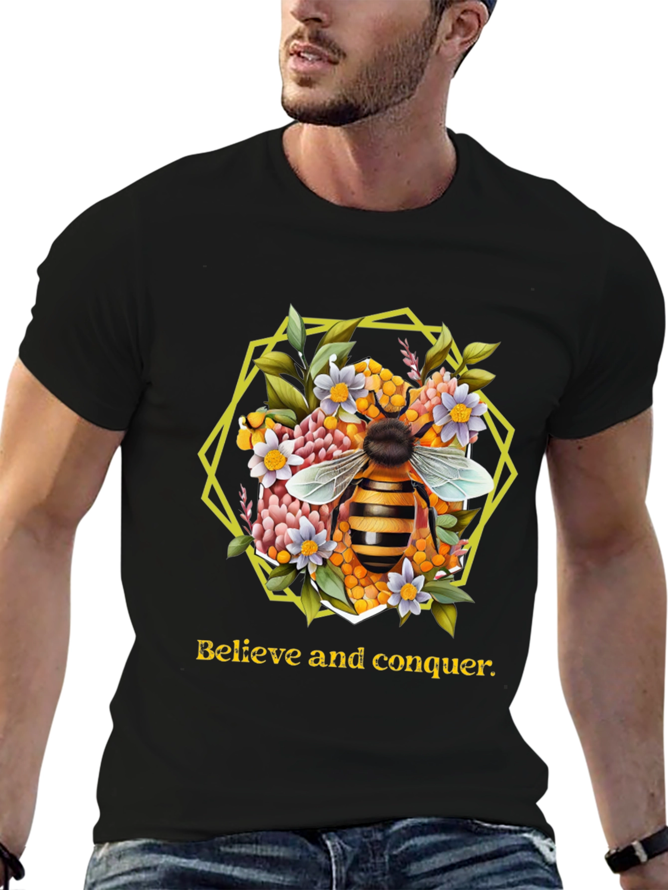 Believe and Conquer Bee Graphic Tee