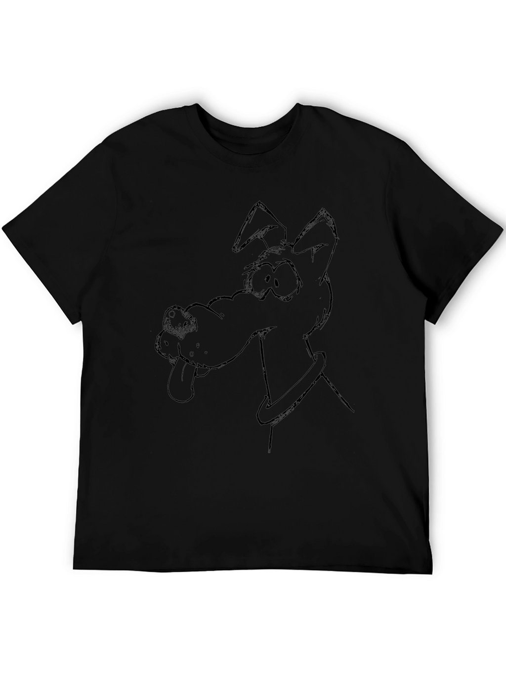 Cartoon Dog Graphic Tee - Black T-Shirt