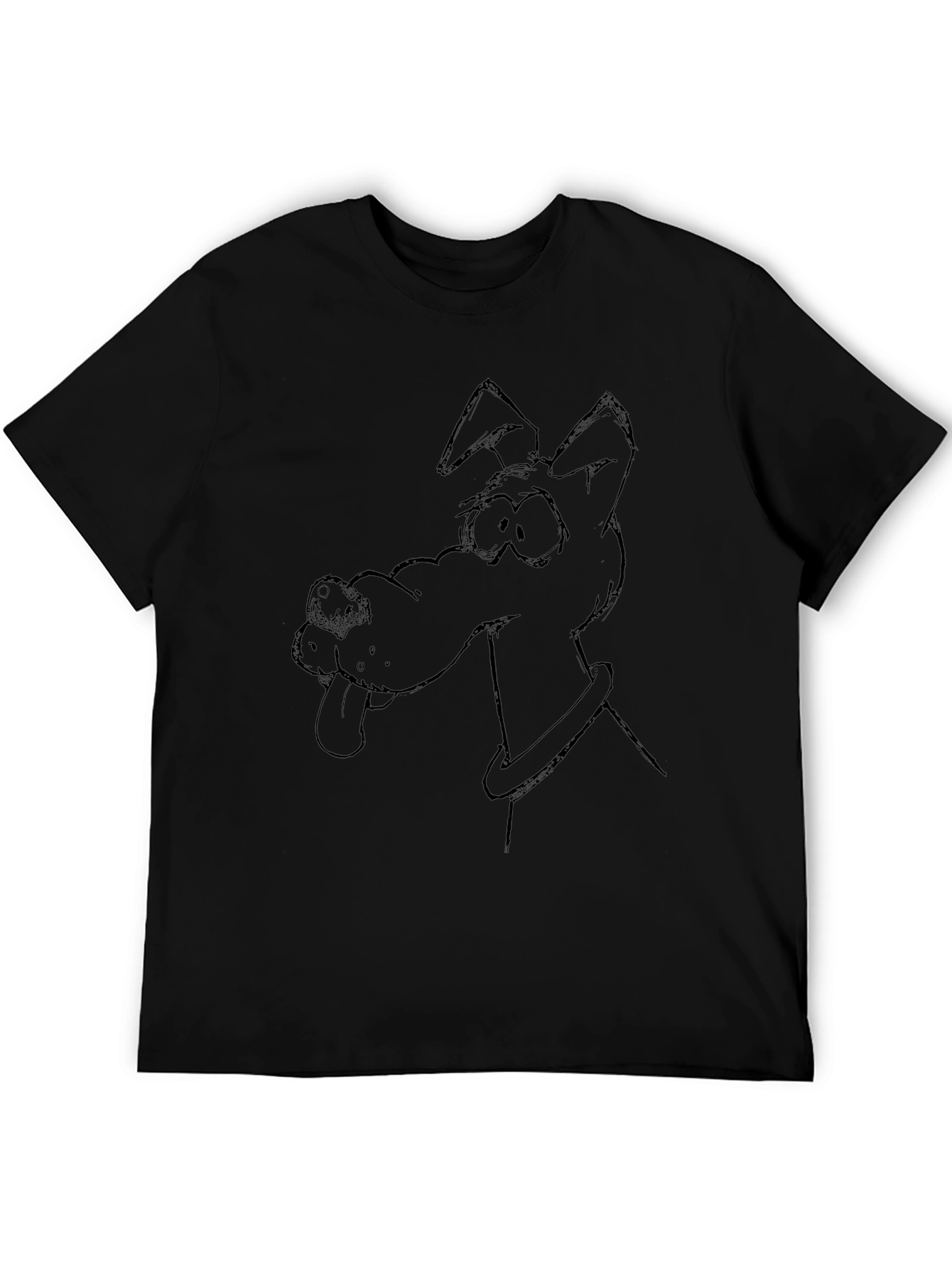 Cartoon Dog Graphic Tee - Black T-Shirt