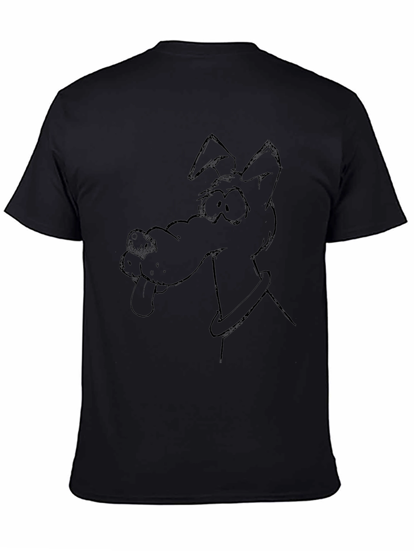 Cartoon Dog Graphic Tee - Black T-Shirt