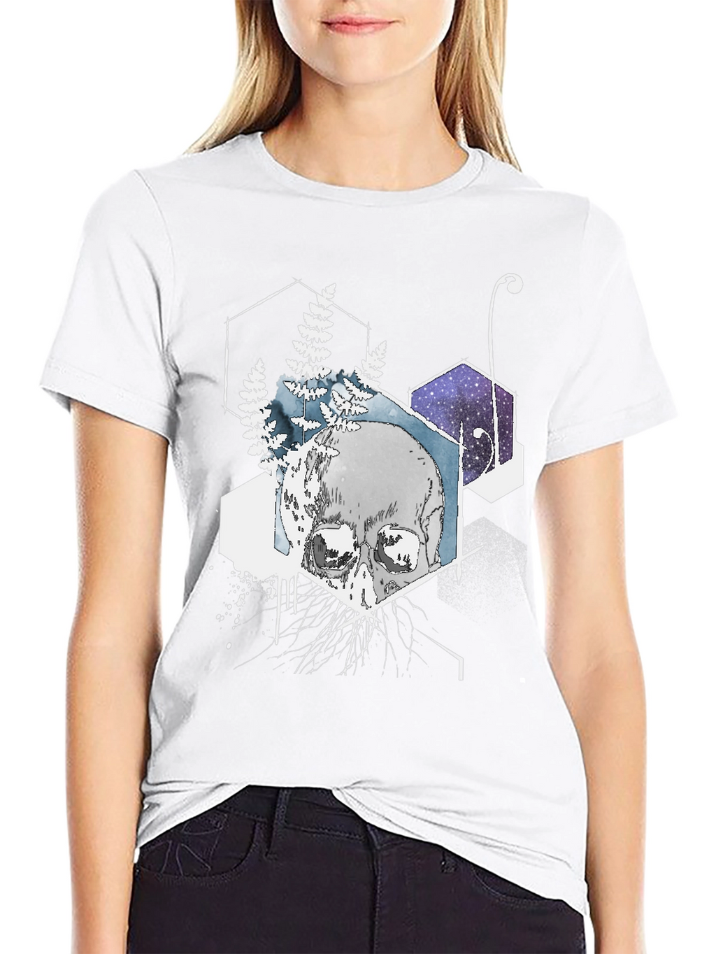 Geometric Skull T-Shirt - Black Graphic Tee