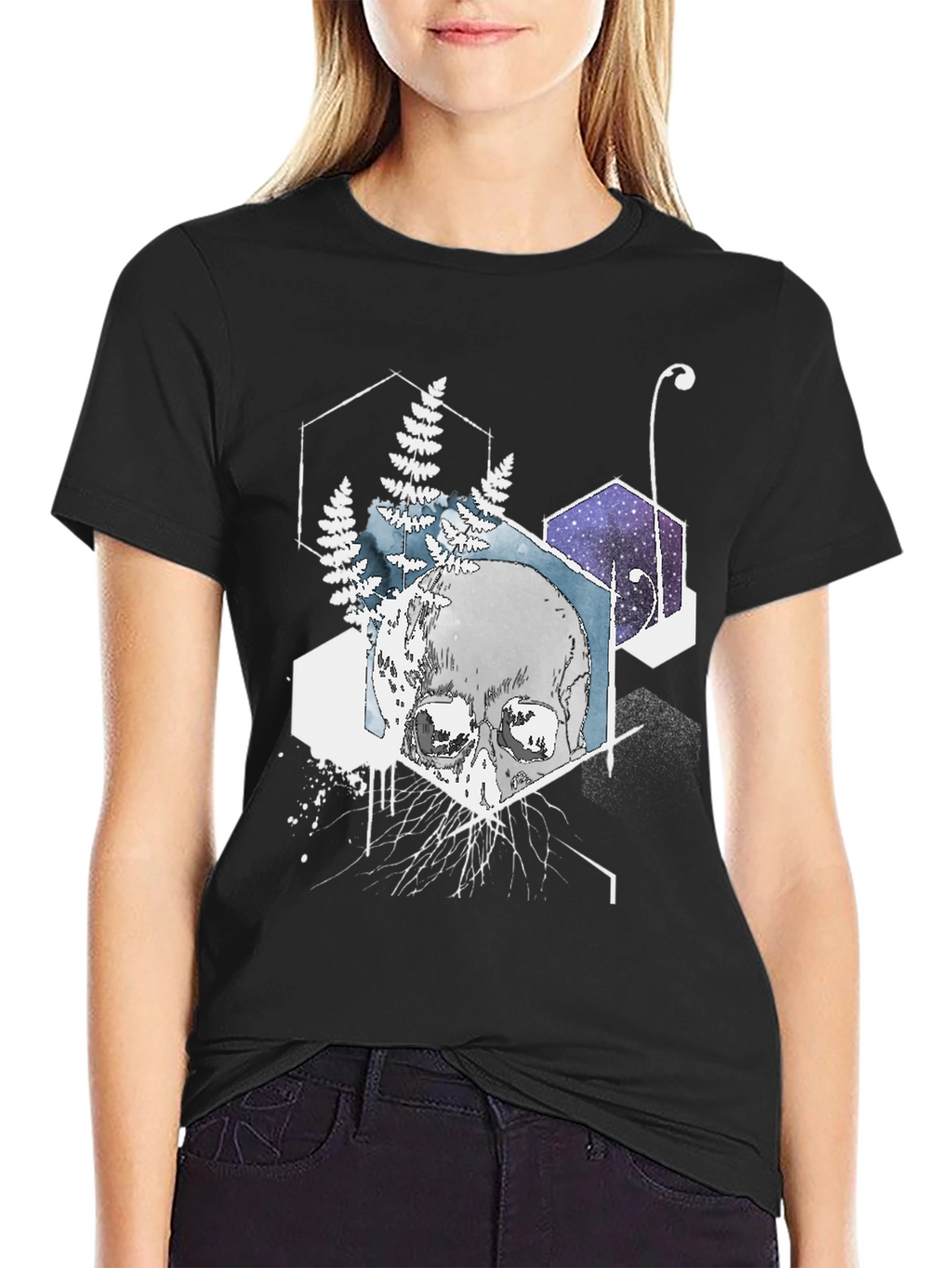 Geometric Skull T-Shirt - Black Graphic Tee