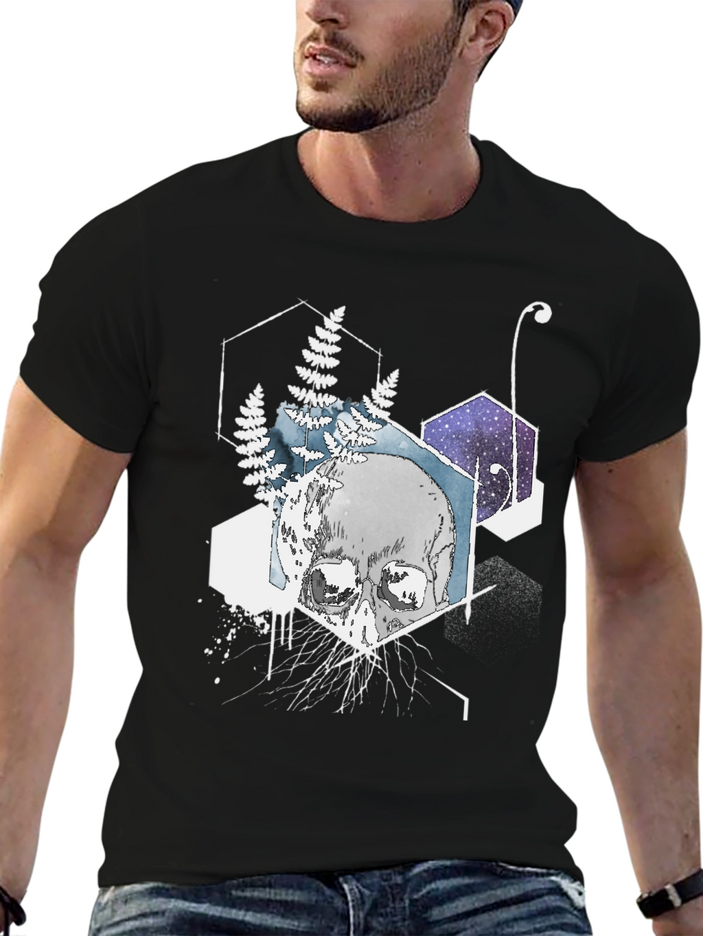 Geometric Skull T-Shirt - Black Graphic Tee