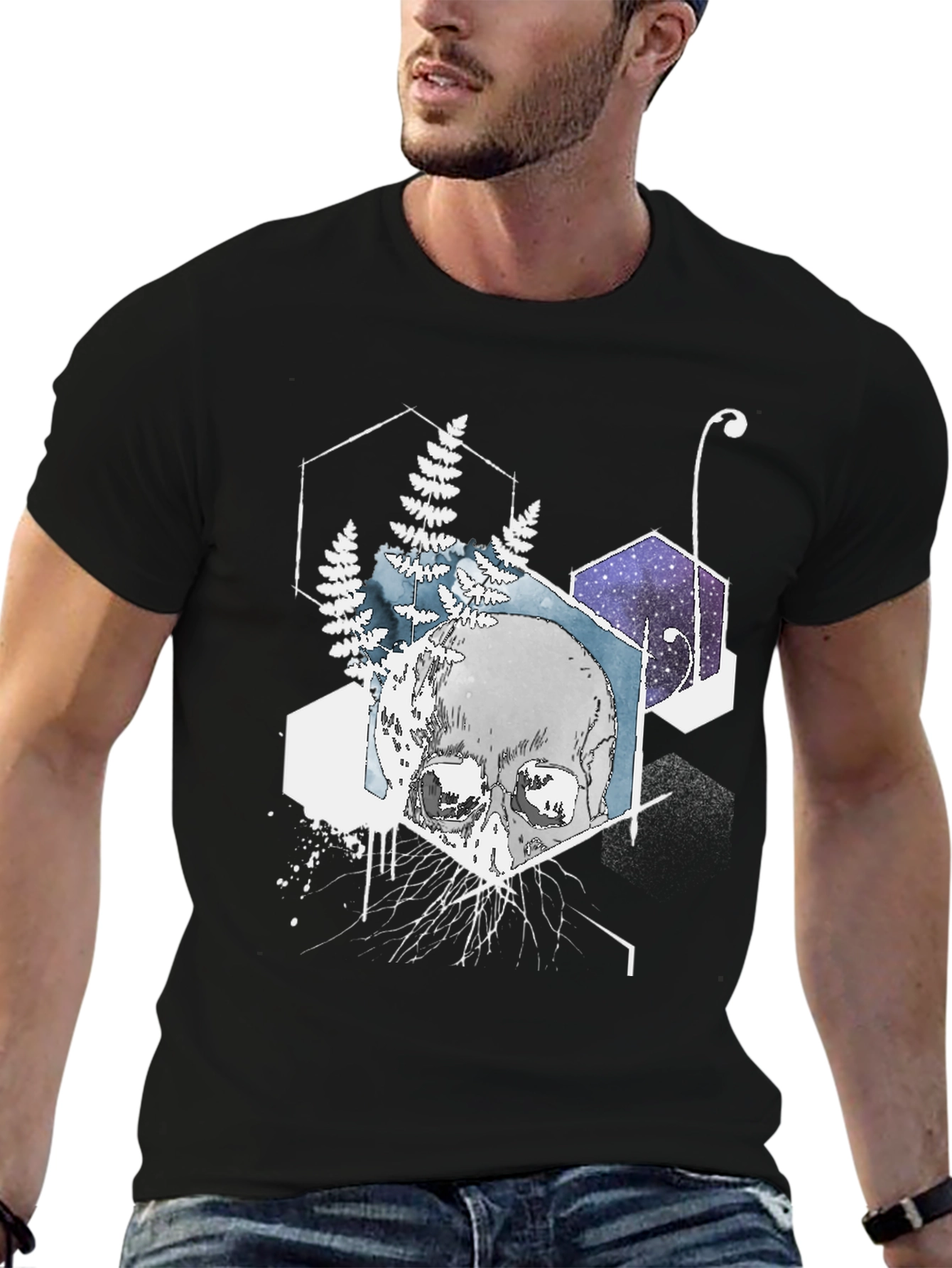 Geometric Skull T-Shirt - Black Graphic Tee