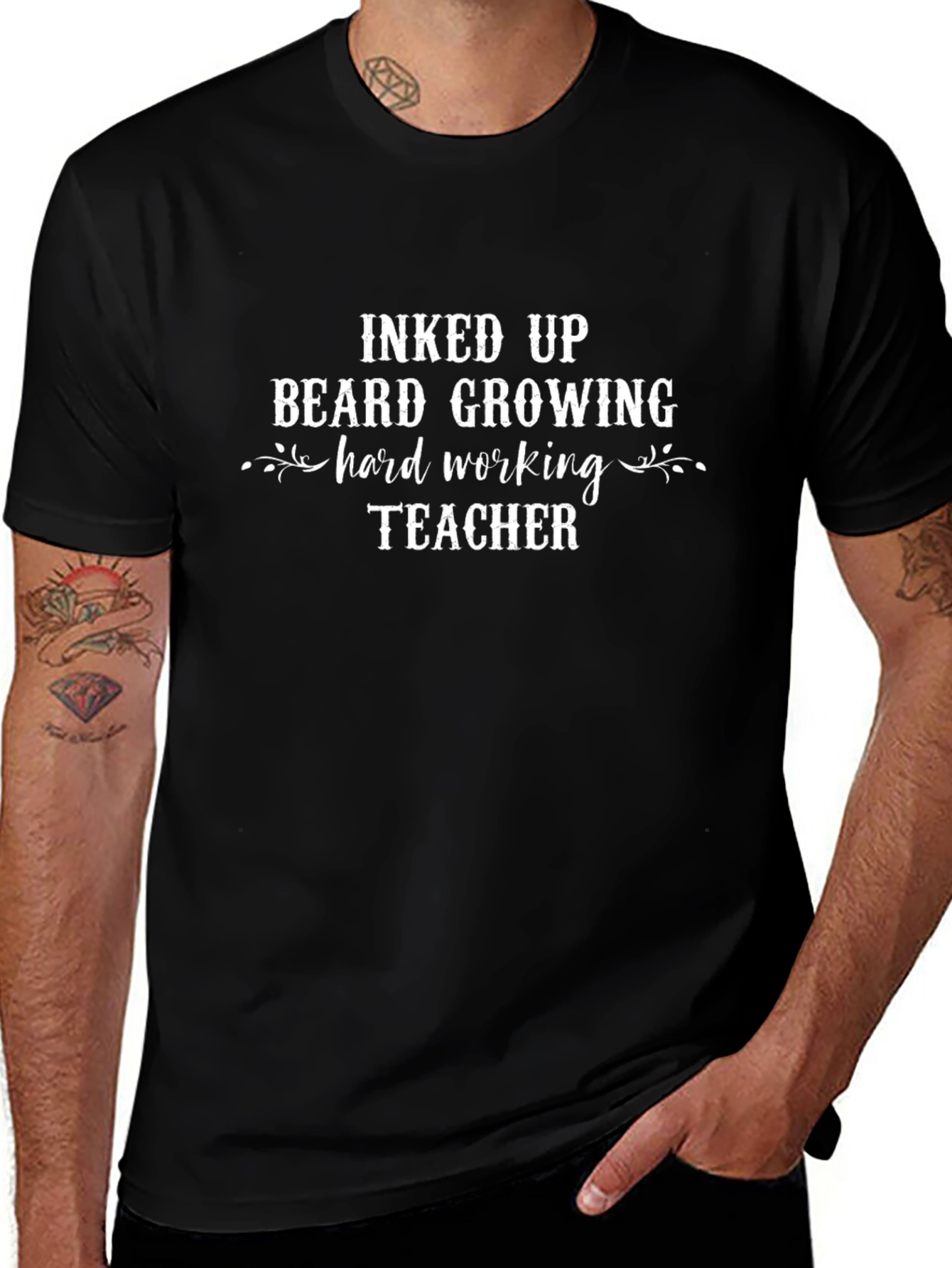 Inked Up Beard Growing Teacher Graphic Tee