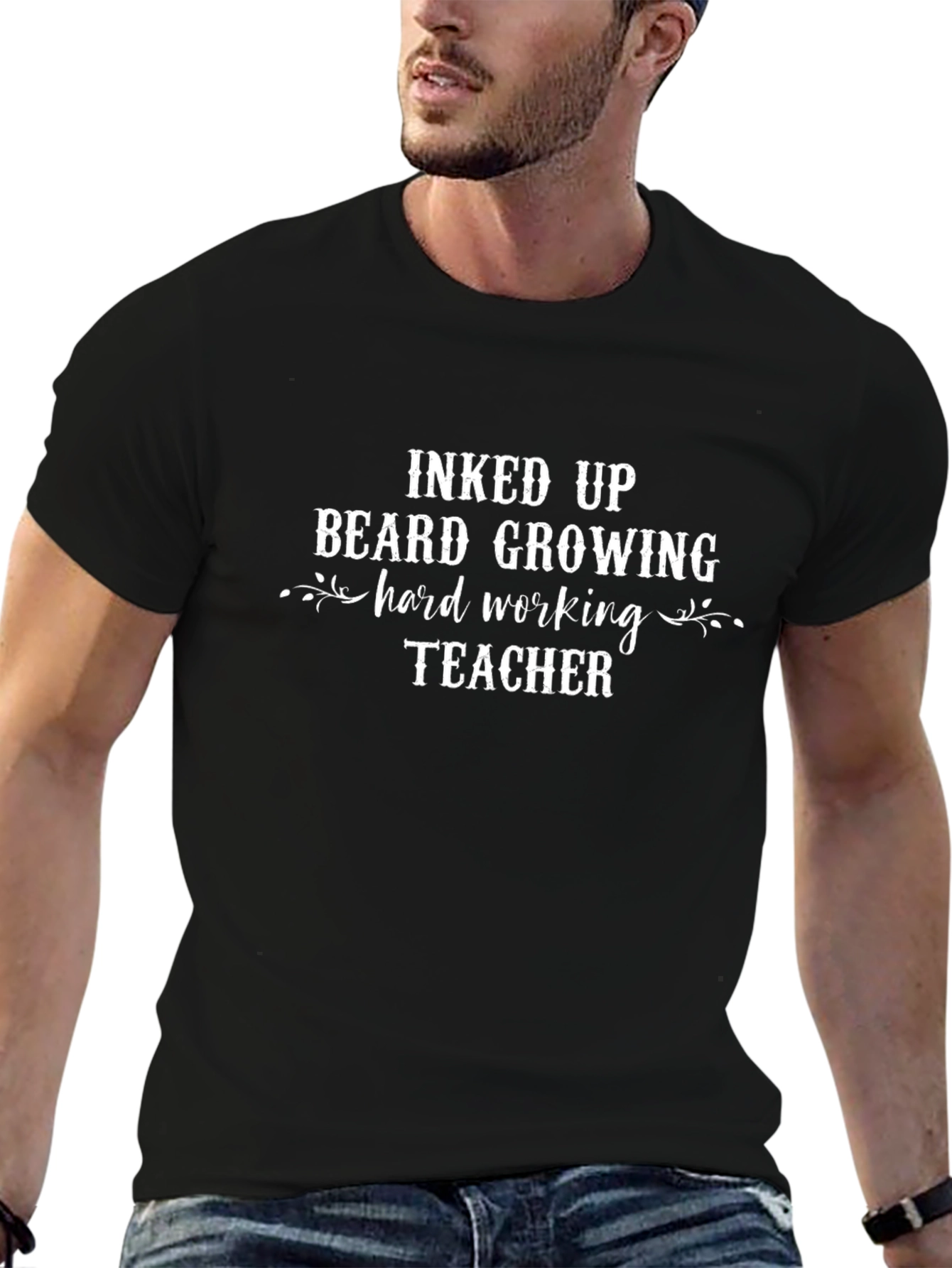 Inked Up Beard Growing Teacher Graphic Tee