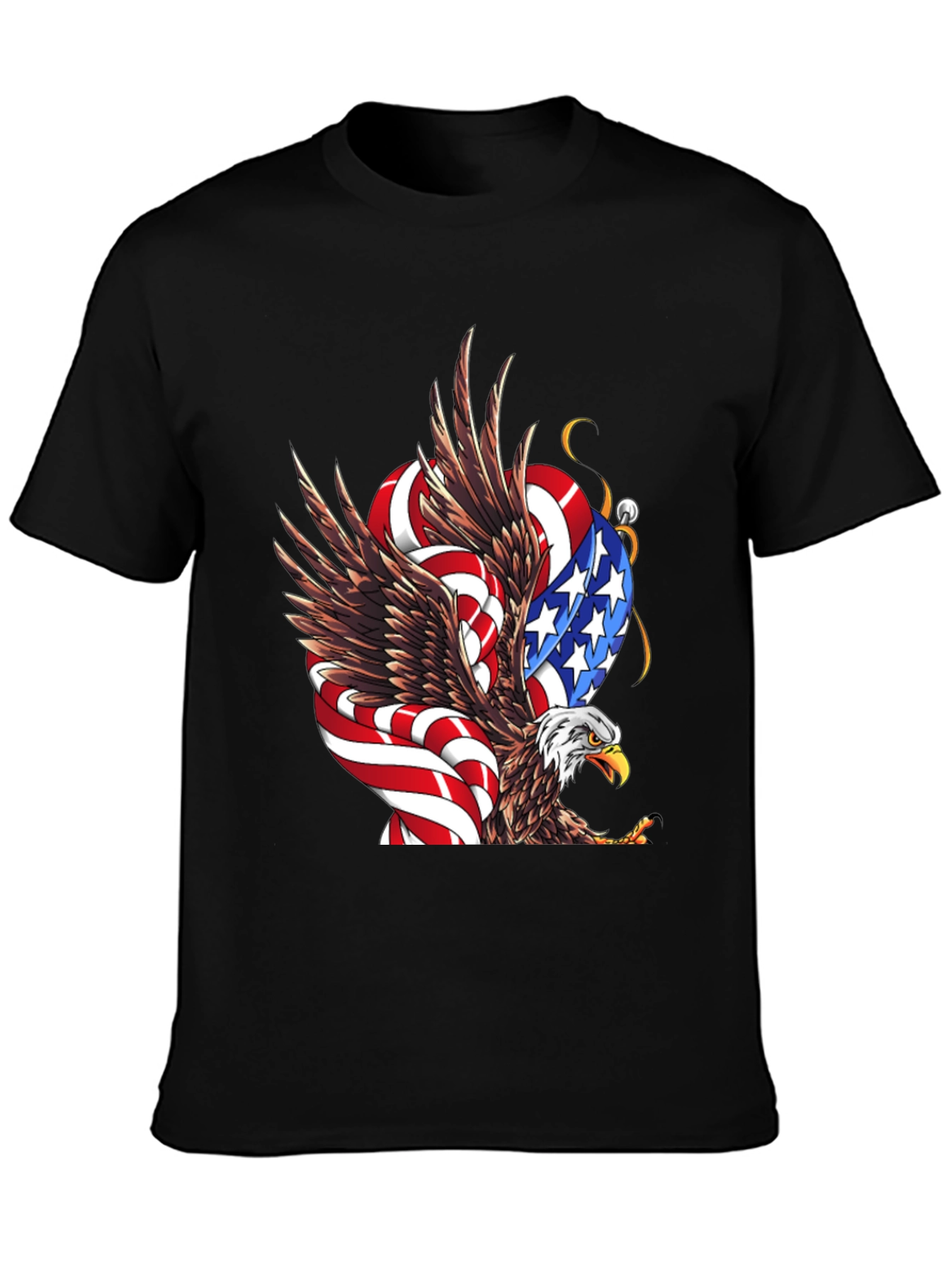 American Eagle Flag Graphic Print Mens Black T-Shirt
