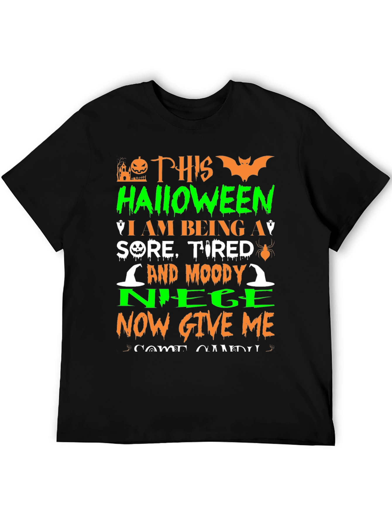 Funny Halloween Graphic Tee - Sore Tired Moody