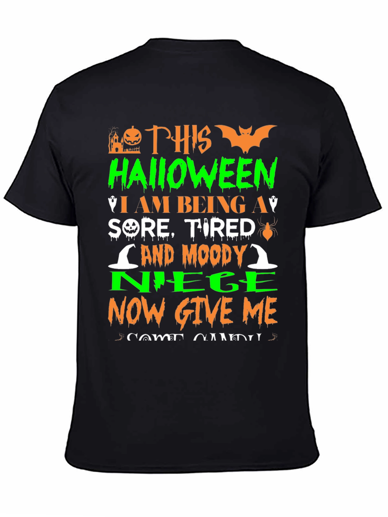 Funny Halloween Graphic Tee - Sore Tired Moody