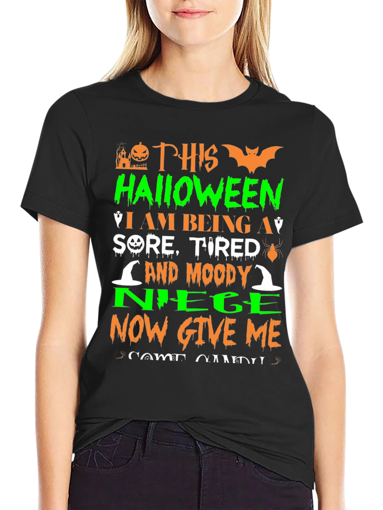 Funny Halloween Graphic Tee - Sore Tired Moody
