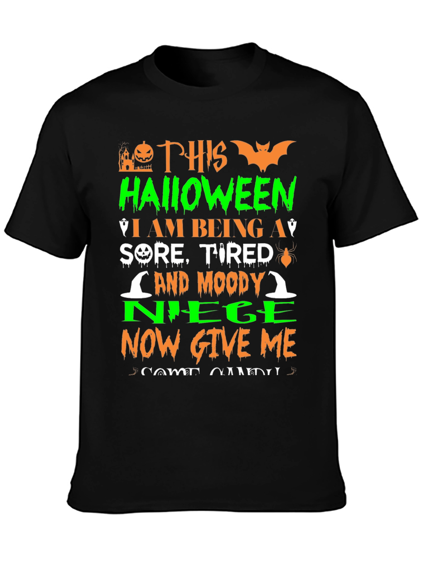 Funny Halloween Graphic Tee - Sore Tired Moody