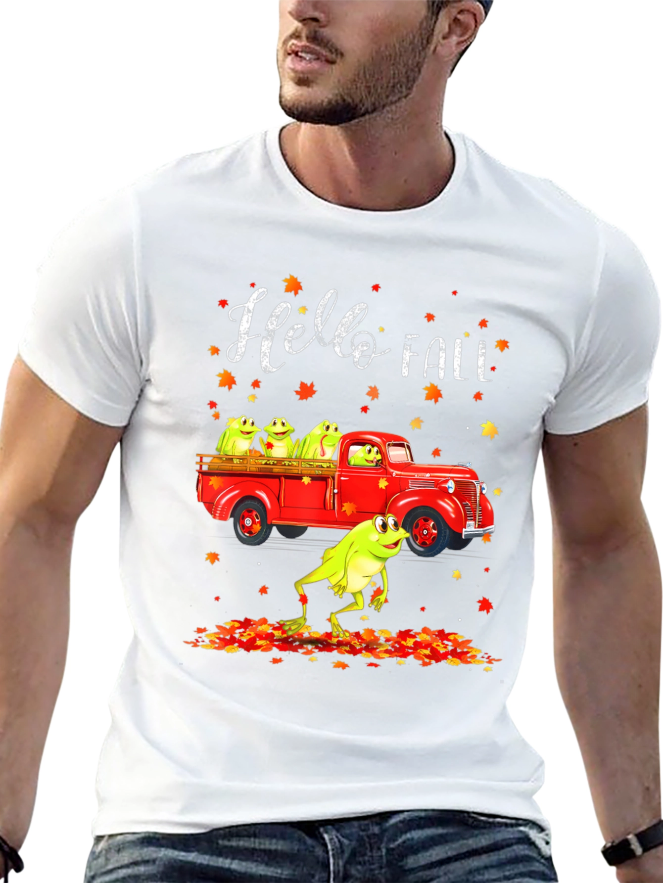Hello Fall Frog Truck Graphic Tee