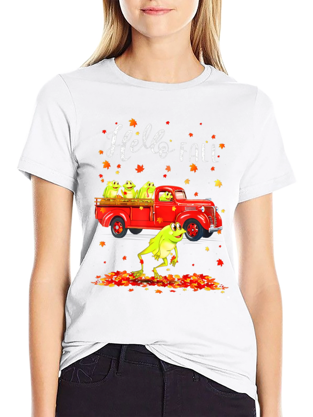 Hello Fall Frog Truck Graphic Tee
