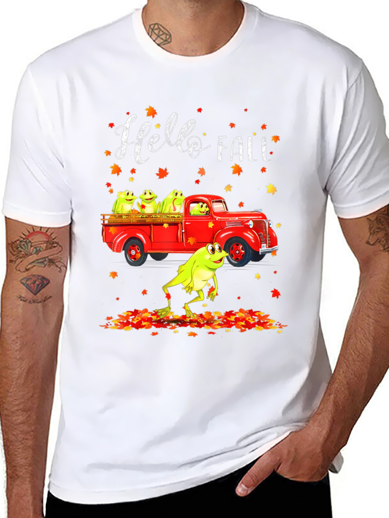 Hello Fall Frog Truck Graphic Tee