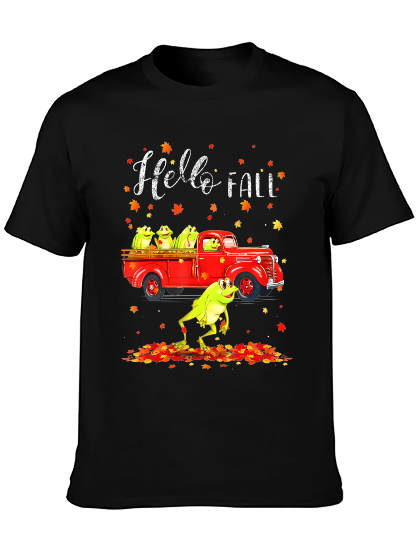 Hello Fall Frog Truck Graphic Tee