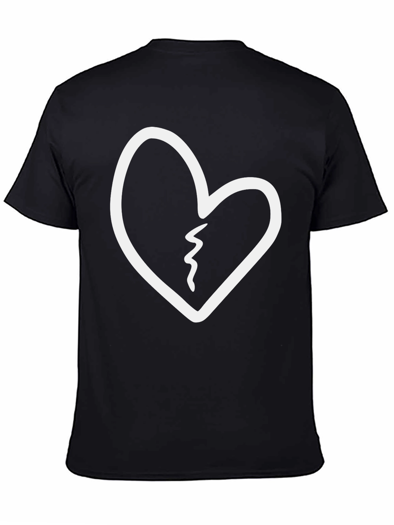Broken Heart Graphic Tee - Black Cotton T-Shirt