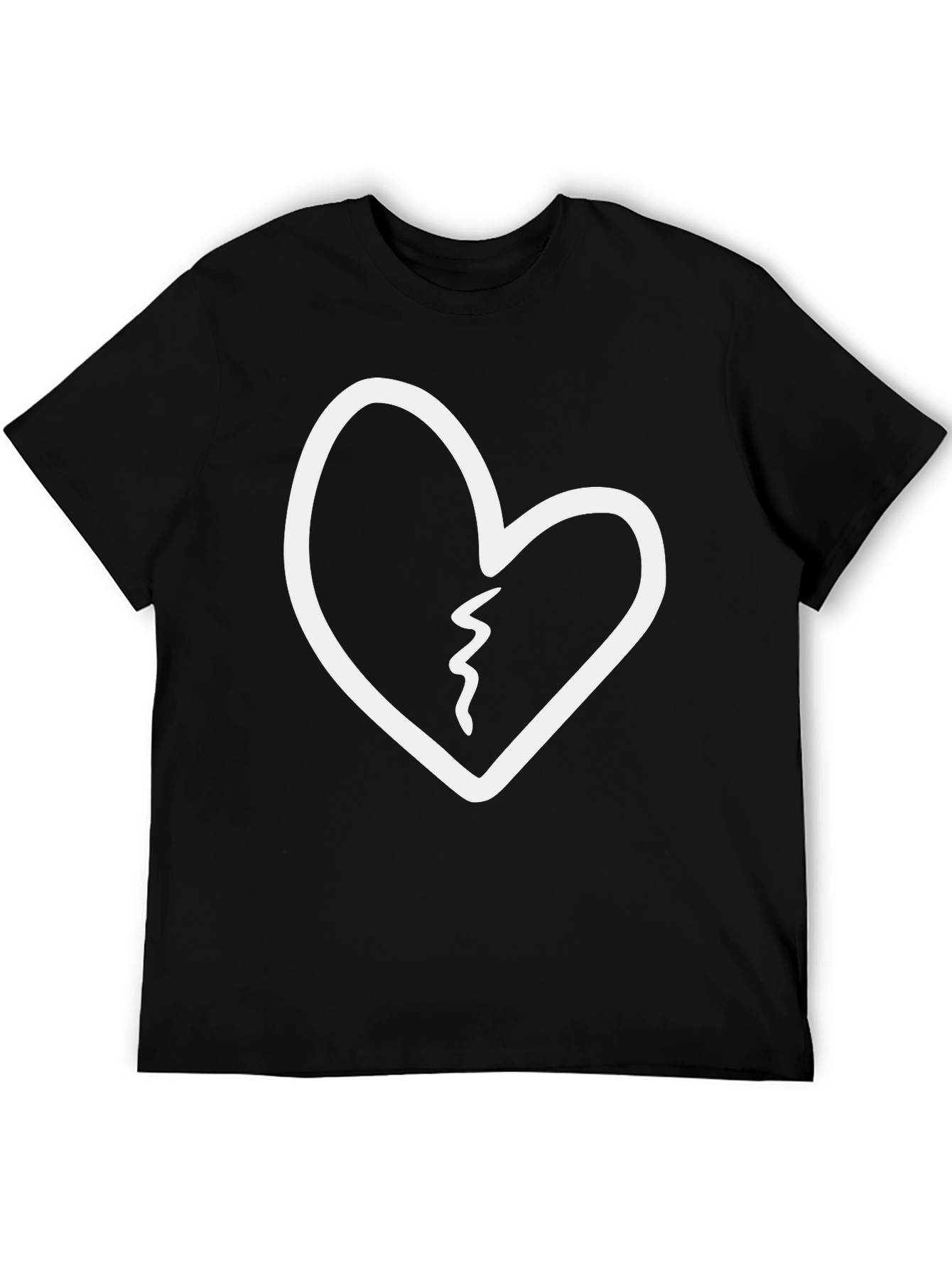 Broken Heart Graphic Tee - Black Cotton T-Shirt
