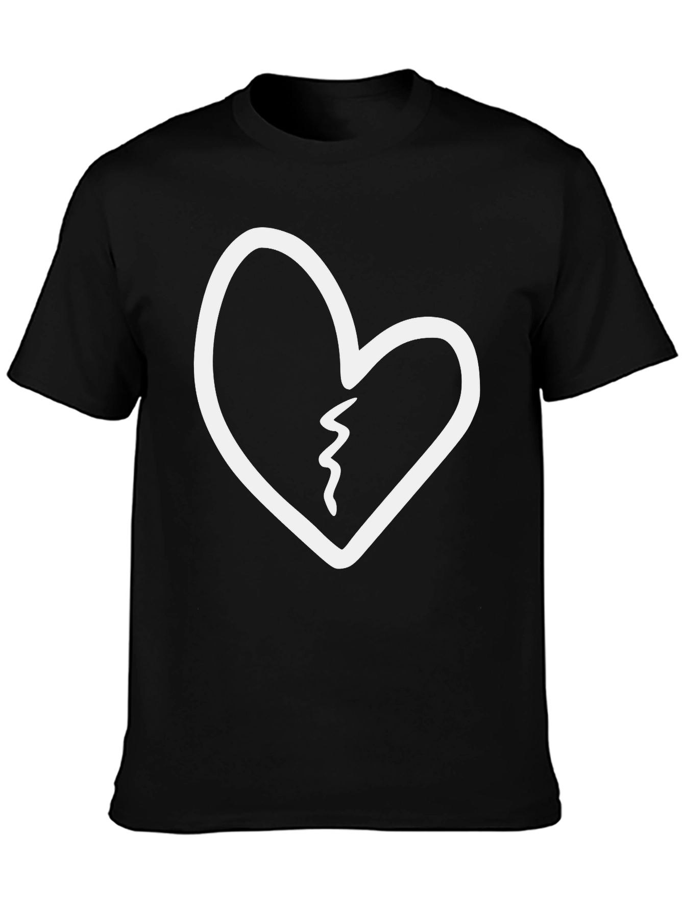 Broken Heart Graphic Tee - Black Cotton T-Shirt