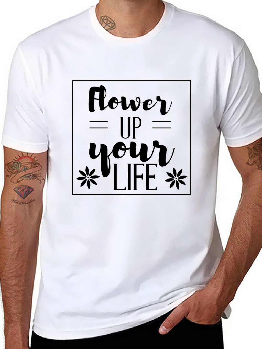Flower Up Your Life Black Graphic Tee