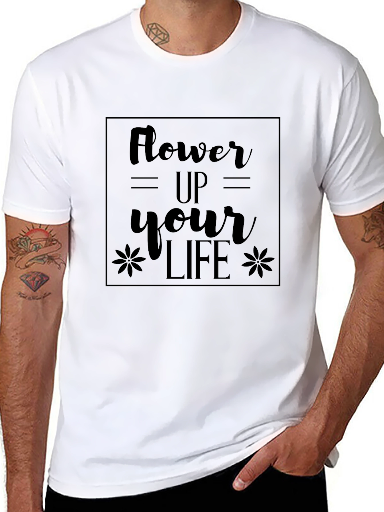 Flower Up Your Life Black Graphic Tee