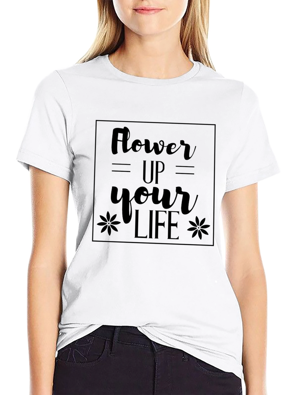 Flower Up Your Life Black Graphic Tee