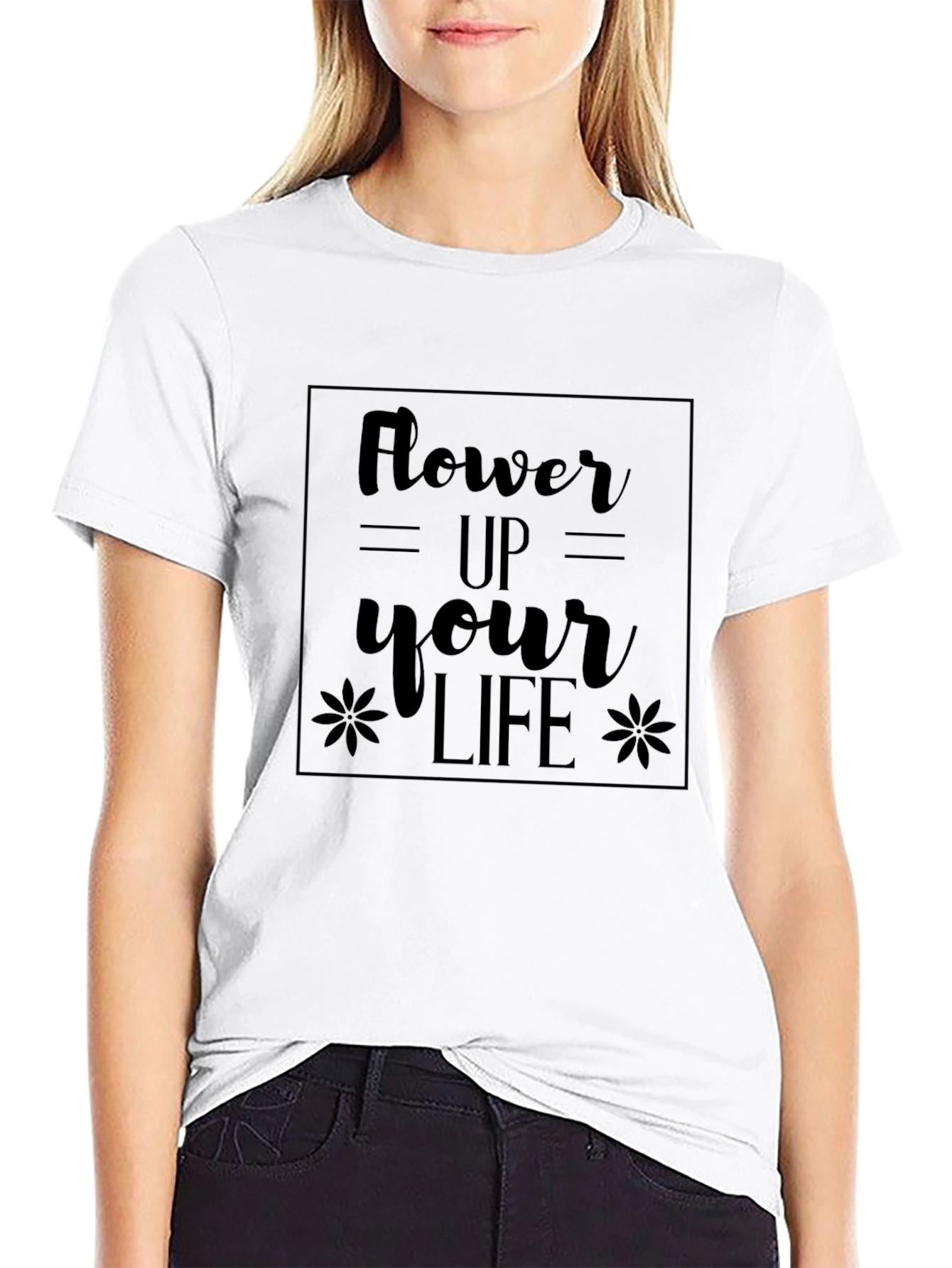 Flower Up Your Life Black Graphic Tee