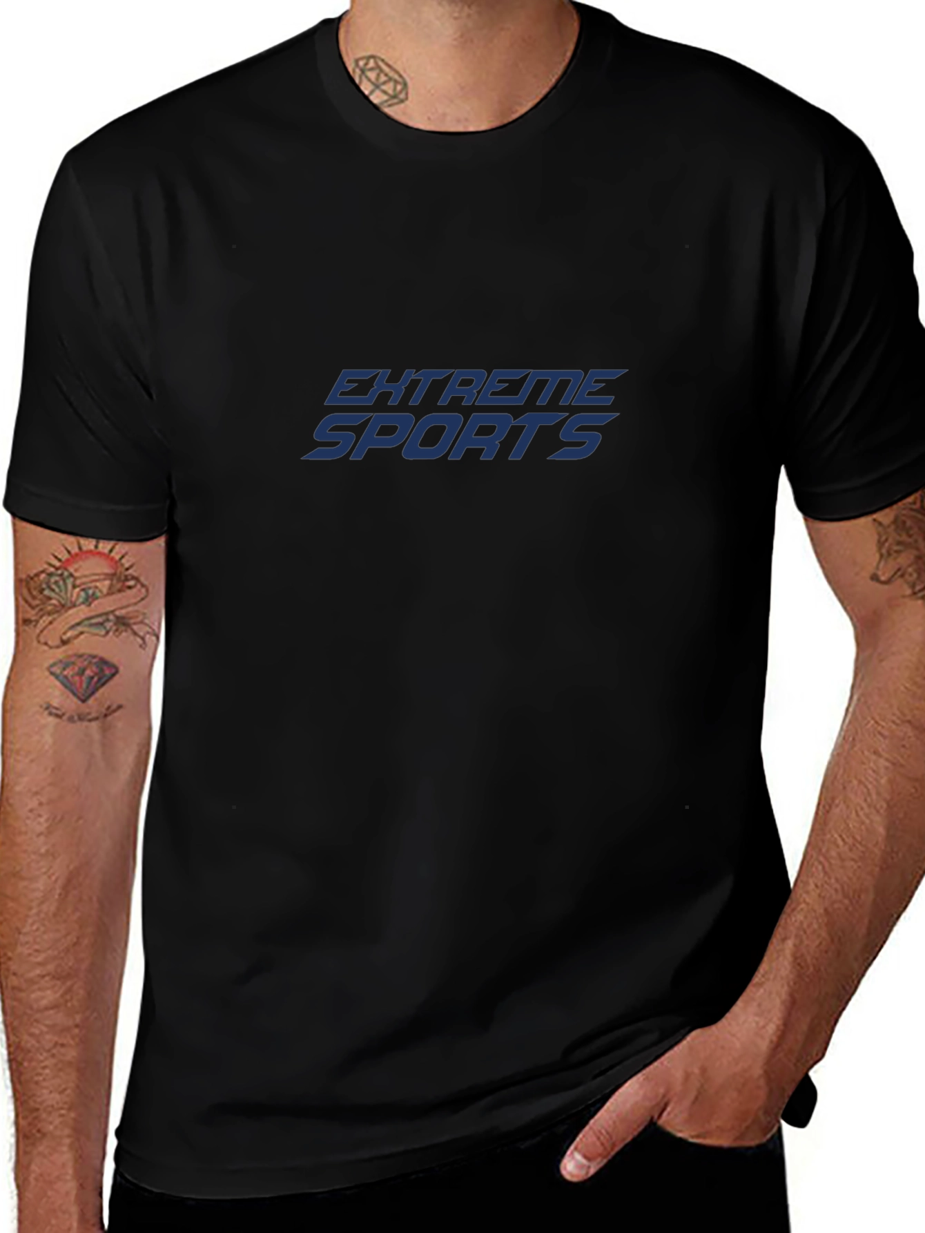 Extreme Sports Graphic Tee - Black Cotton Blend