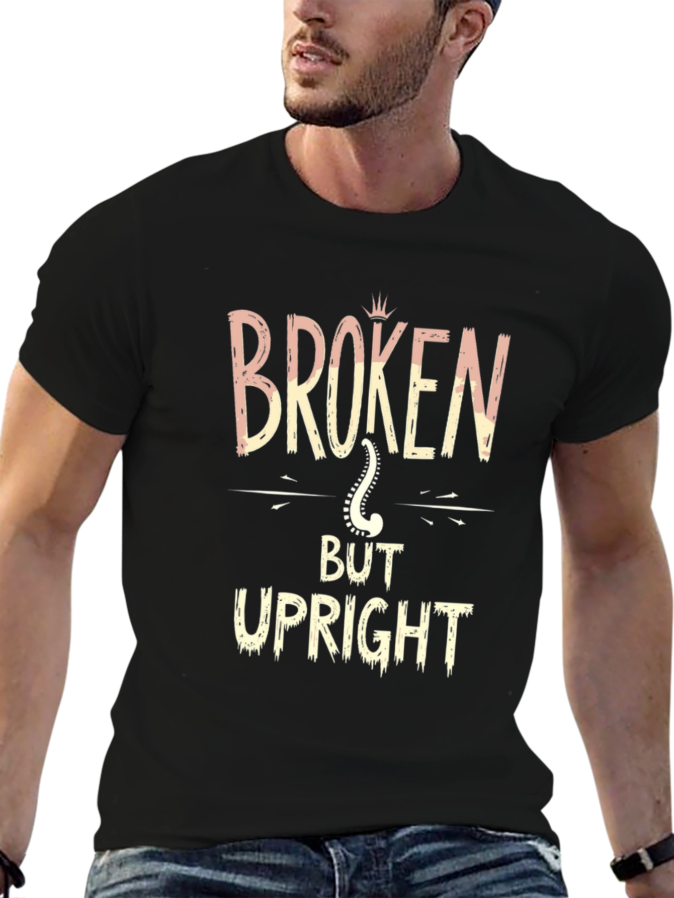 Broken But Upright Black Graphic T-Shirt
