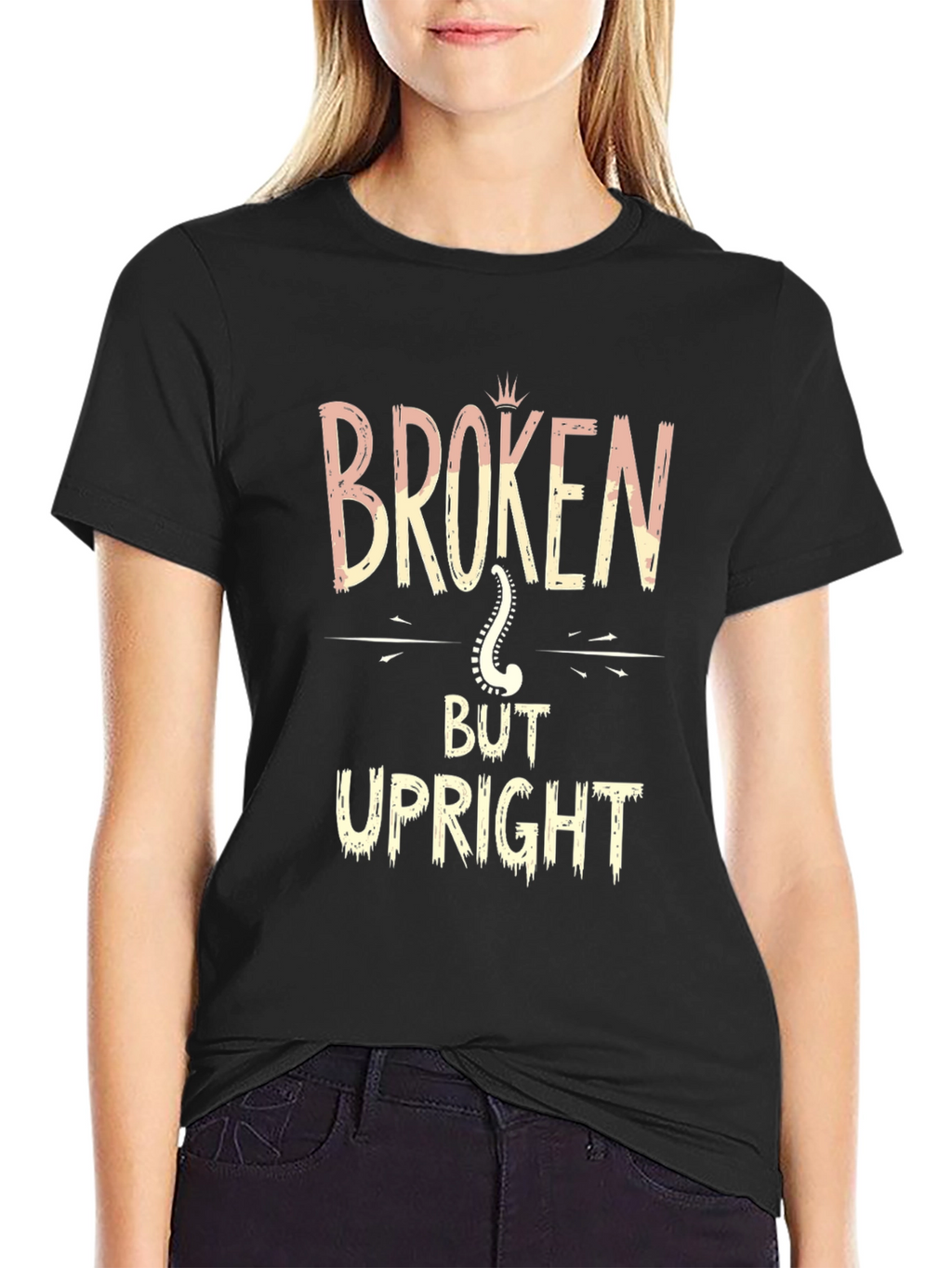 Broken But Upright Black Graphic T-Shirt