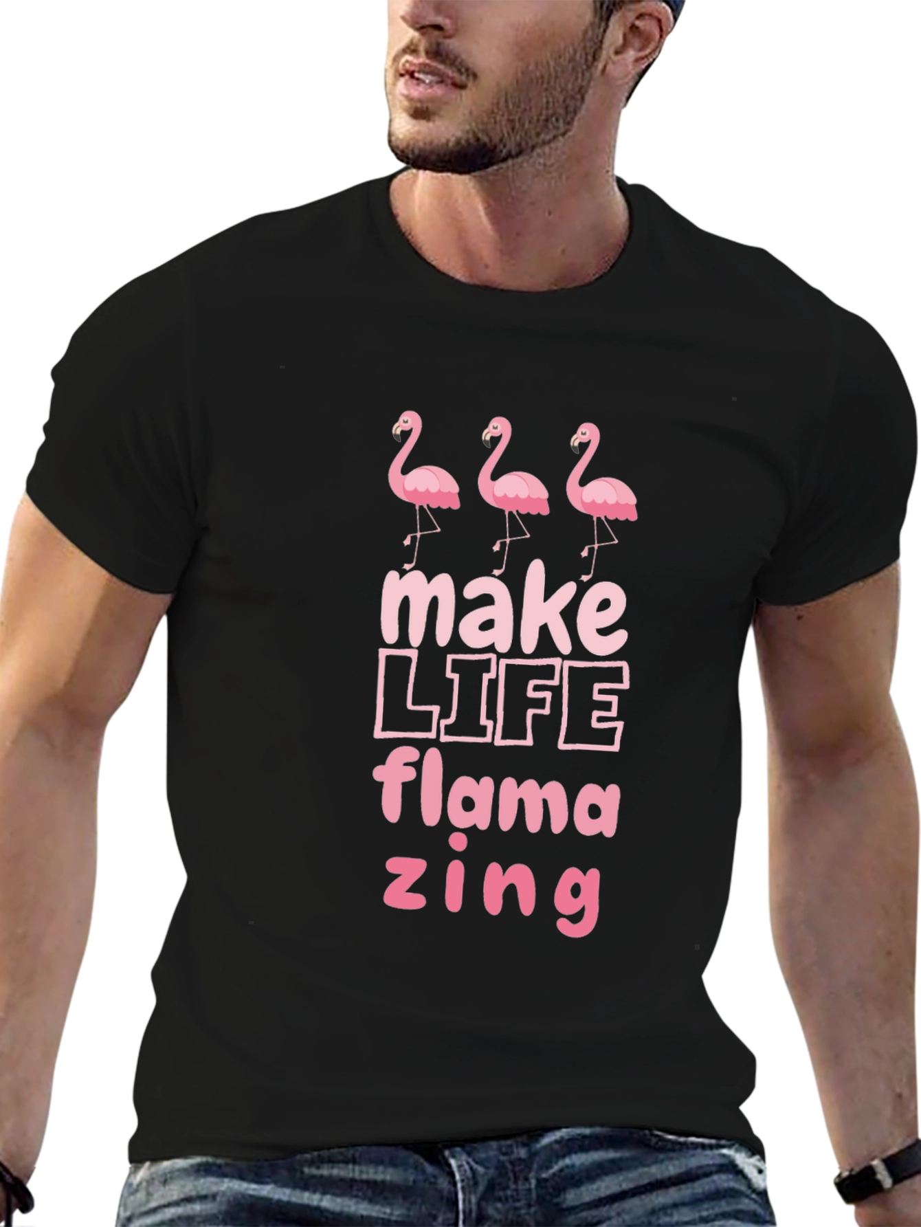 Flamazing Flamingo Graphic Tee - Black