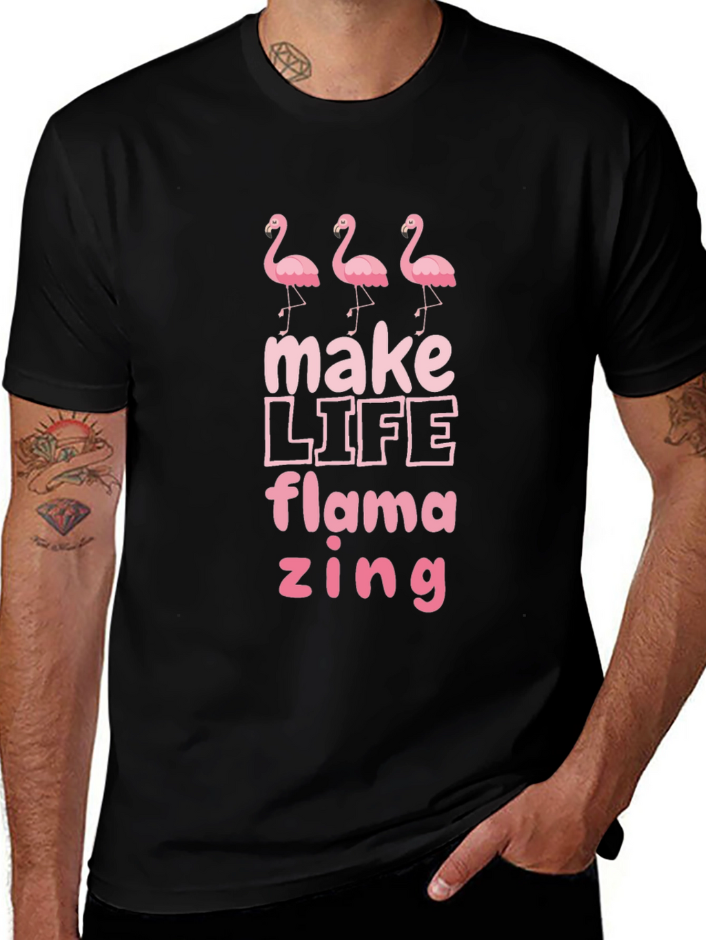 Flamazing Flamingo Graphic Tee - Black