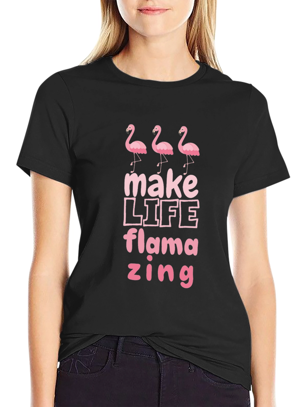 Flamazing Flamingo Graphic Tee - Black