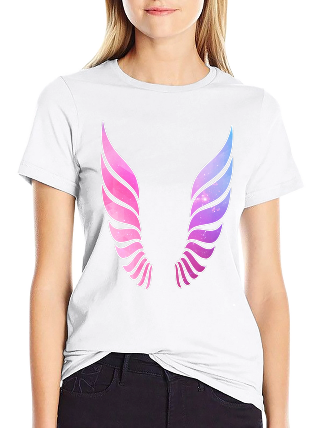 Galaxy Wings Graphic Black T-Shirt