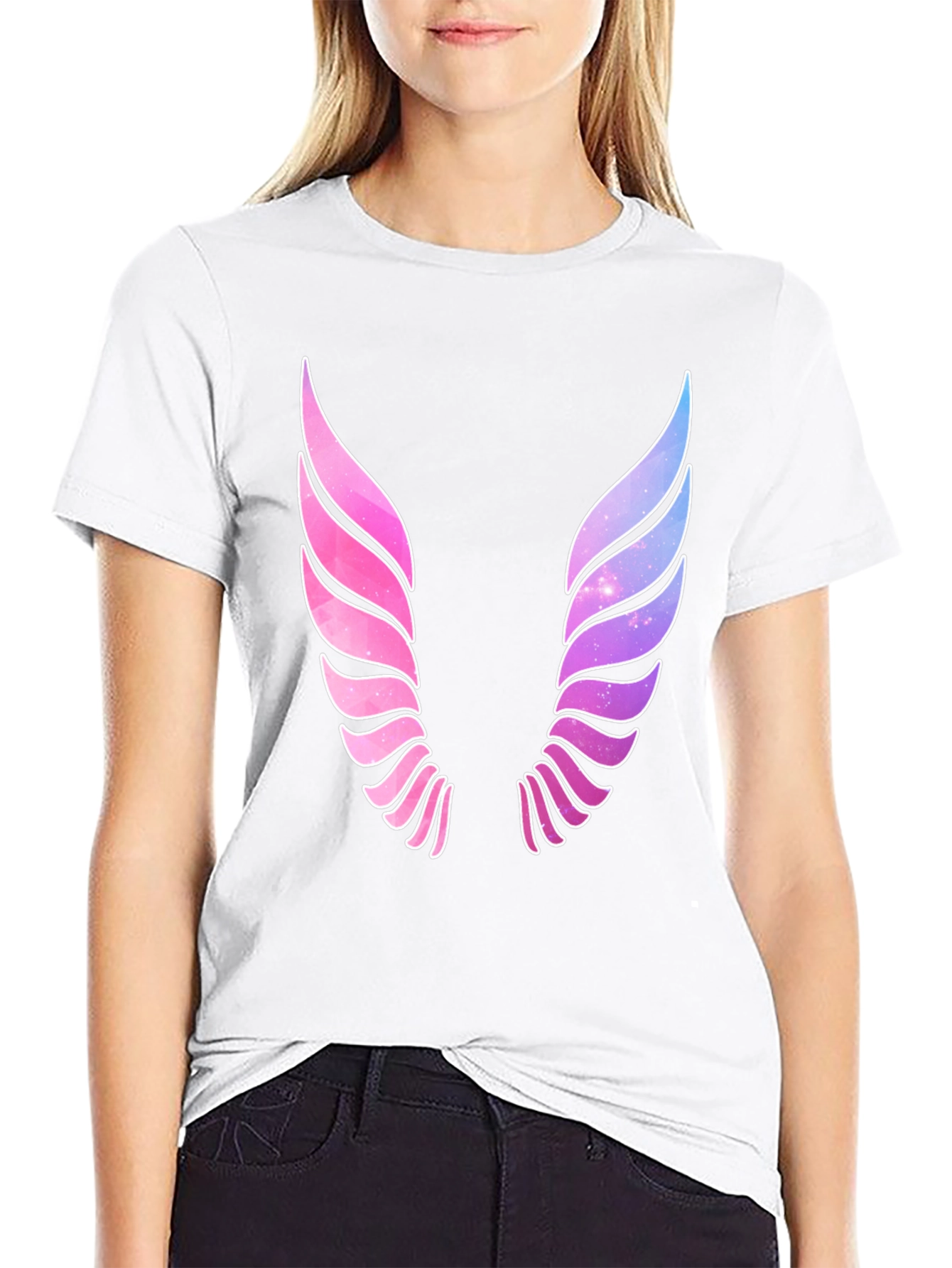 Galaxy Wings Graphic Black T-Shirt