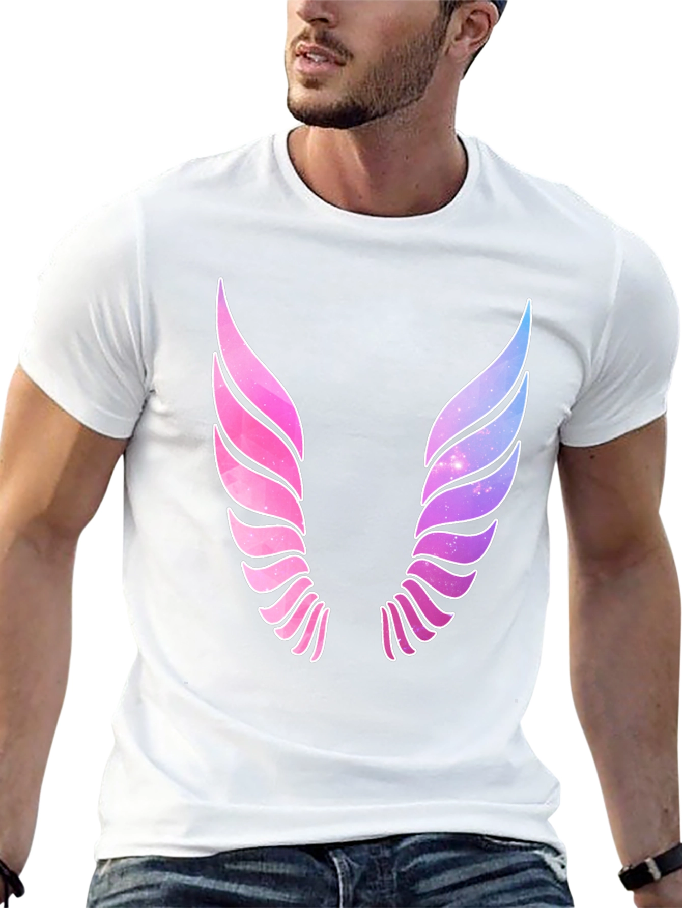 Galaxy Wings Graphic Black T-Shirt